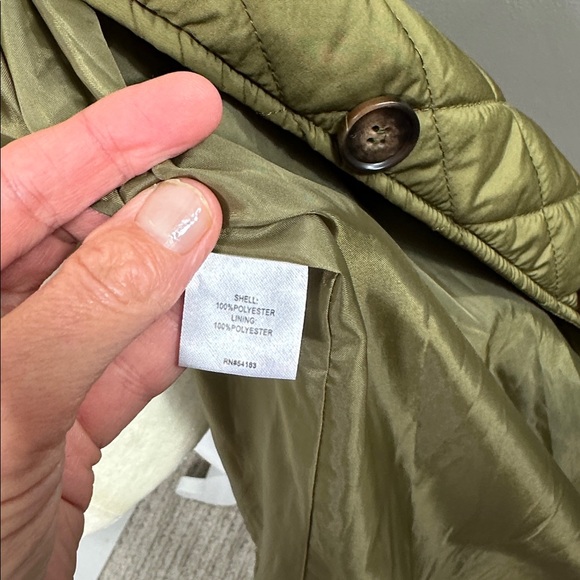 Marc New York Andrew Marc Quilted Olive Green Button Up Long Vest Medium - Picture 7 of 10